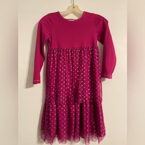 Hanna Andersson, long sleeve cotton dress with sparkly overlay